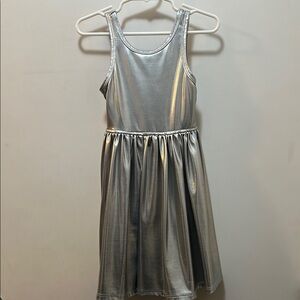 Pink Chicken Silver Shiny Metallic Scoop Neck Sundress Size 4Y